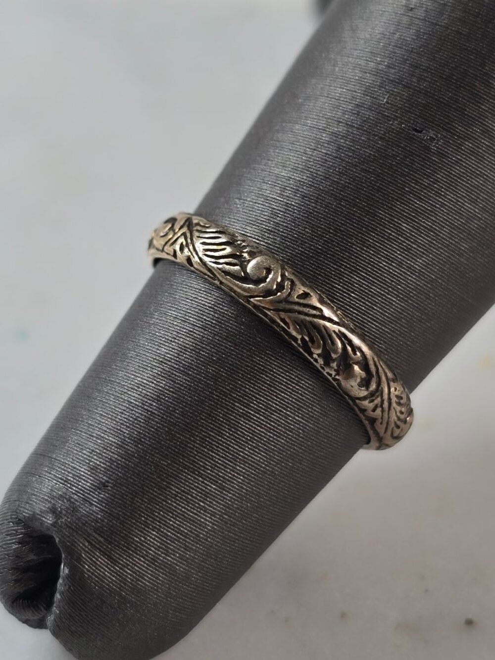 Womens Vintage Estate Sterling Silver Stackable Engraved Band Ring 1.2g E4148